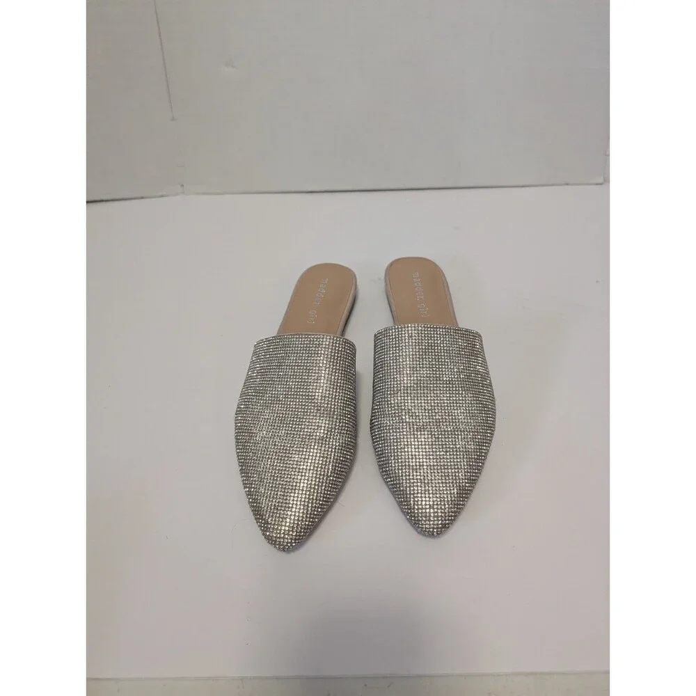 Steve Madden Girl Rhinestone Silver Mule/Clog US 8.5. M
